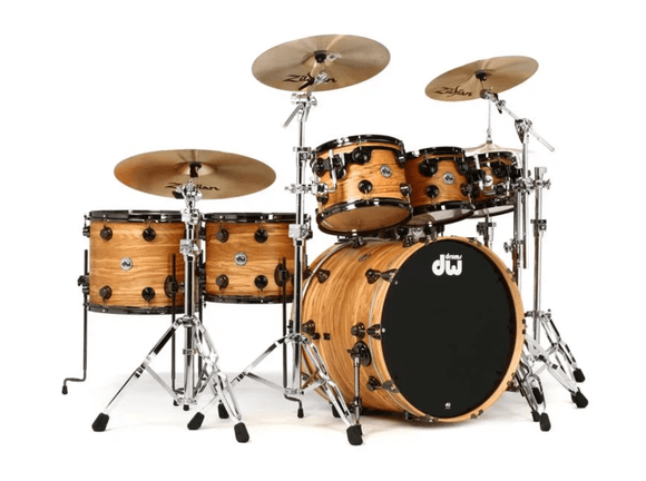 DW Collector's Exotic 6-piece Shell Pack - Hard Satin over Olive Ash-Stands, Hardware, Cymbals, and Pedals Not Included
