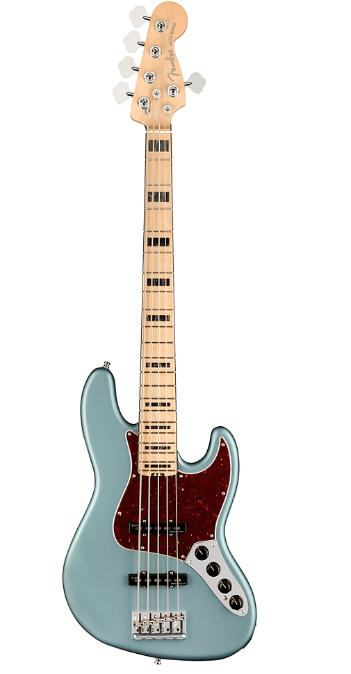Fender American Elite Jazz Bass V - Satin Ice Blue Metallic With 