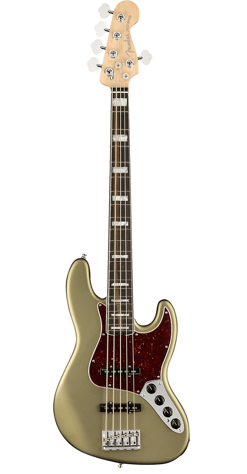 Fender American Elite Jazz Bass V - Satin Jade Pearl Metallic With Ebony Fingerboard