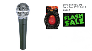 Shure SM58 Cardioid Dynamic Vocal Mic With Free 25' XLR Microphone Cable