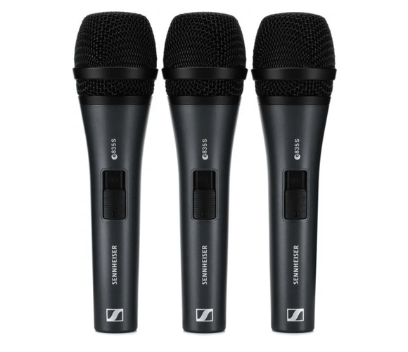 Sennheiser e 835-S Live Vocal Microphone with On/Off Switch - 3-pack